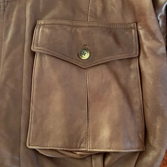 Super soft vintage leather brown men’s bomber jacket Anne Beretta L